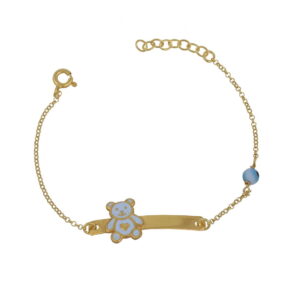 Επιχρυσωμένο Παιδικό Βραχιολάκι με Αρκουδάκι και Ματάκι