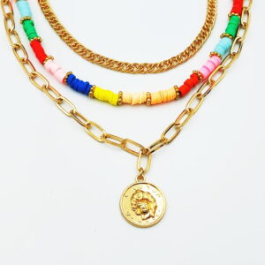 Τριπλό Κολιέ Αλυσίδα Χρωματιστό