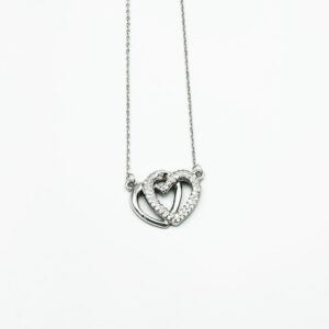 Ασημένιο Κολιέ Διπλή Καρδία