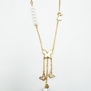 Ατσάλινο Κολιέ με Κρεμαστές Πεταλούδες