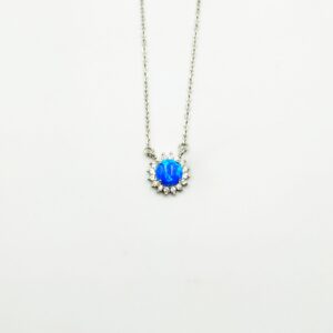 Ασημένιο Κολιέ Ροζέτα με Οπάλιο