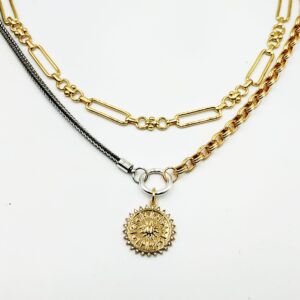 Διπλό Ατσάλινο Κολιέ Επιχρυσωμένο με Αλυσίδες